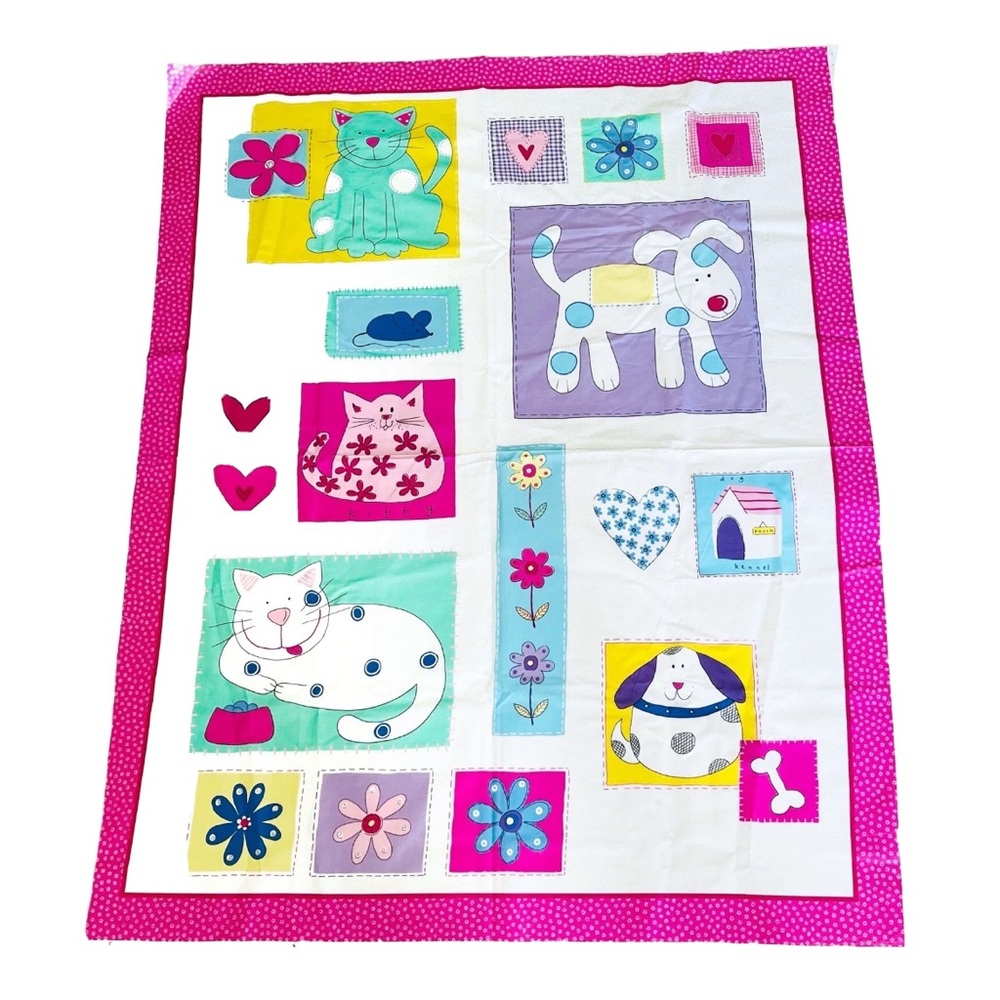 Northcott Studio 100% Cotton Puppies and Kittens Fabric Sheet Cat Dog Baby Kids